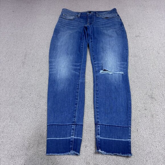 Lucky Brand Jeans Low Rise Lolita Skinny Blue Distressed Pockets Size 28 - Picture 1 of 14